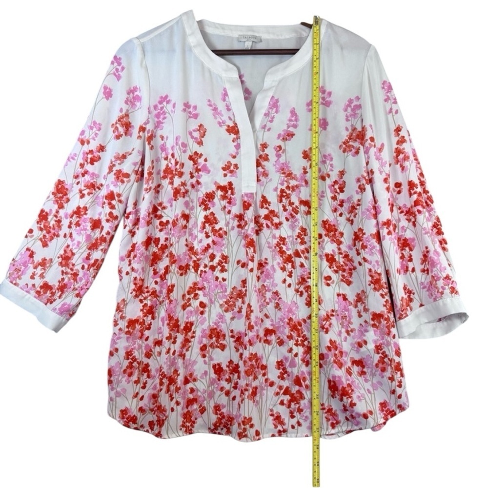 Talbots Pink and White Floral Women's Blouse Large - Picture 6 of 12